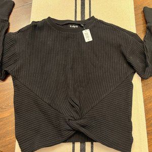 Kidpik Girls Size 10 Black Long Sleeve Knit Top Brand New